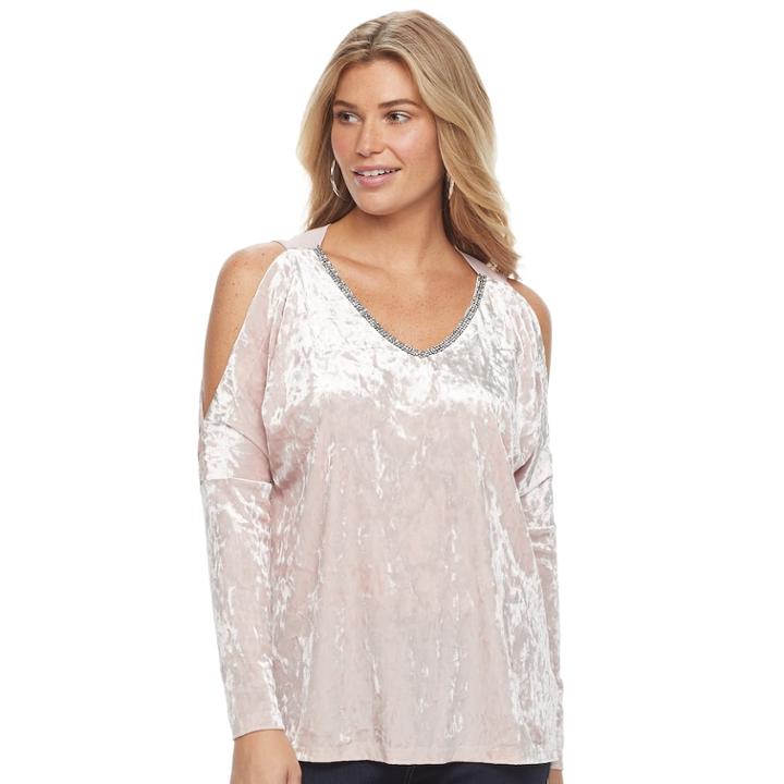Women's Juicy Couture Cold Shoulder Velvet Top, Size: Xs, Purple