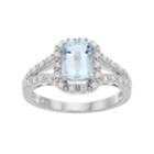Sterling Silver Aquamarine & Cubic Zirconia Halo Ring, Women's, Size: 7, Blue