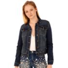 Juniors' Wallflower Long Sleeve Denim Jacket, Teens, Size: Small, Dark Pink