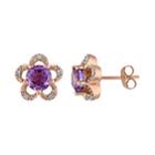 Stella Grace Laura Ashley 10k Rose Gold Amethyst & Diamond Accent Flower Stud Earrings, Women's, Purple