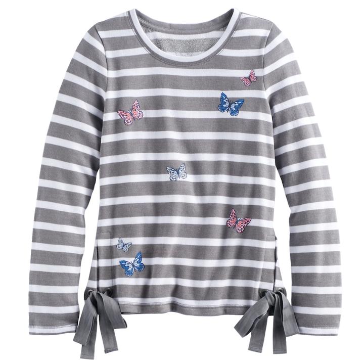 Girls 7-16 So&reg; Side Tie Sweatshirt, Size: 14, Med Grey