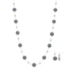 Gray Disc Long Necklace & Drop Earring Set, Women's, Grey