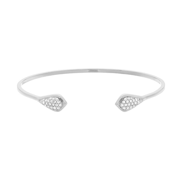 Sterling Silver Lab-created White Sapphire Open Bangle Bracelet, Women's