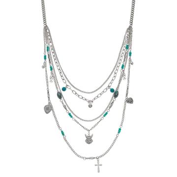 Believe In Angel & Cross Multi Strand Necklace, Women's, Multicolor