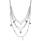 Believe In Angel & Cross Multi Strand Necklace, Women's, Multicolor