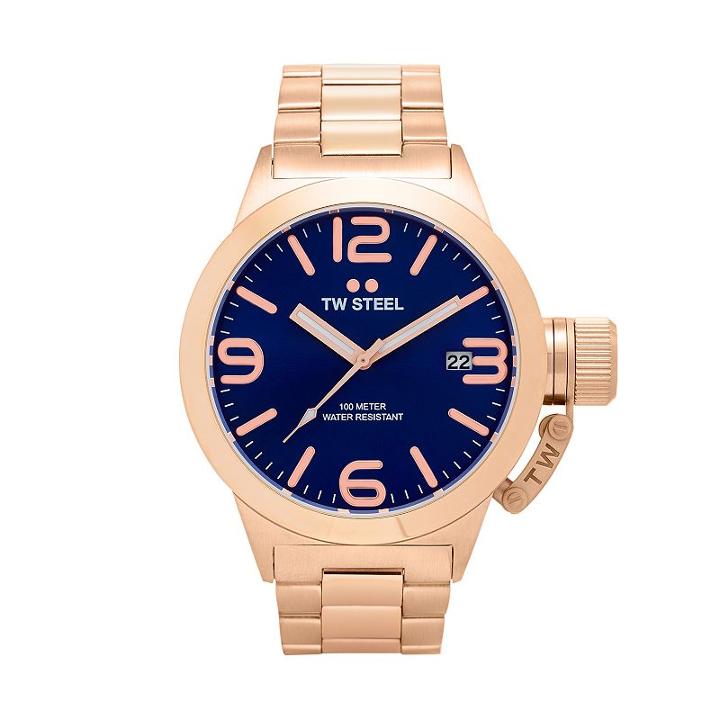 Tw Steel Men's Canteen 14k Gold Over Stainless Steel Watch - Cb181, Pink