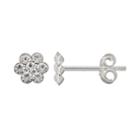Itsy Bitsy Sterling Silver Crystal Flower Stud Earrings, Women's, Grey