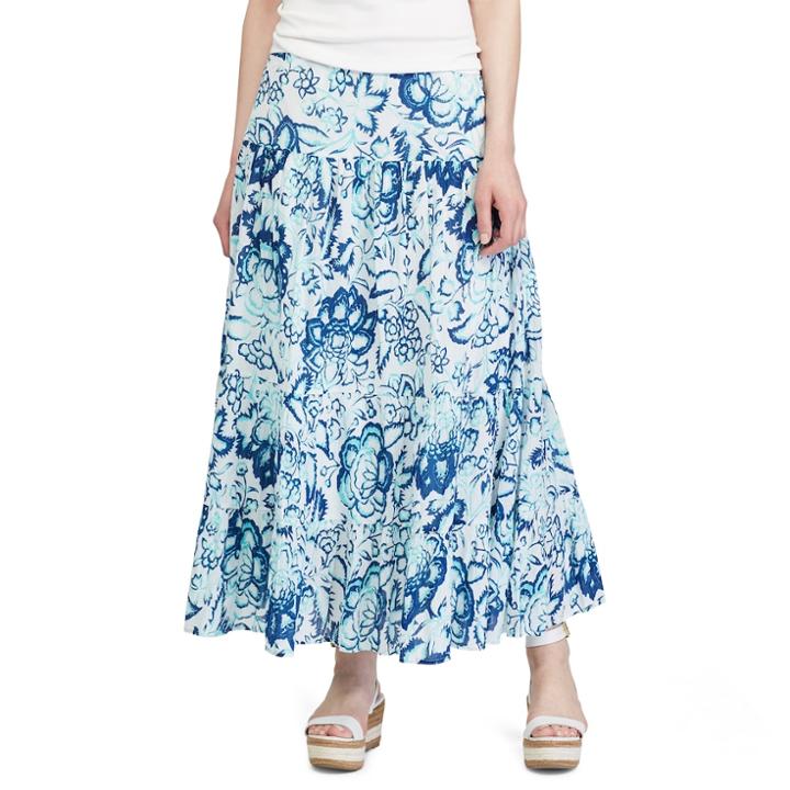 Women's Chaps Floral Crinkle Maxi Skirt, Size: Xs, Blue