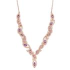 14k Rose Gold Over Silver Amethyst & Lab-created White Sapphire Marquise Necklace, Women's, Size: 18, Purple
