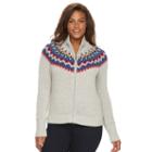 Plus Size Chaps Fairisle Full-zip Mockneck Sweater, Women's, Size: 2xl, Pink Ovrfl