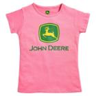 Girls 4-6x John Deere Logo Crewneck Tee, Girl's, Size: 6x, Med Pink