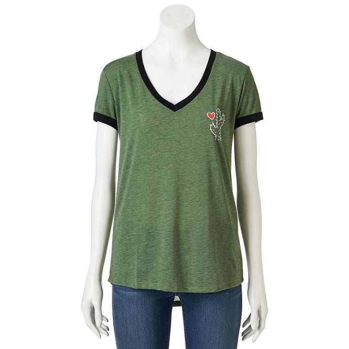 Juniors' Cactus Heart High Low Graphic Tee, Girl's, Size: Medium, Ovrfl Oth
