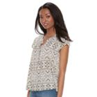 Petite Croft & Barrow&reg; Crepe Popover Top, Women's, Size: L Petite, Brt Green