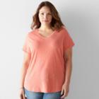 Plus Size Sonoma Goods For Life&trade; Essential V-neck Tee, Women's, Size: 3xl, Med Orange