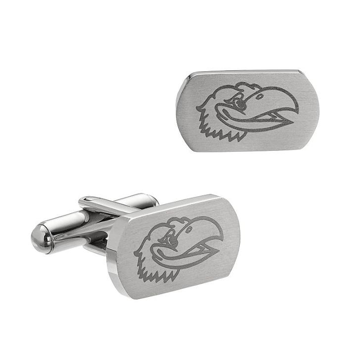 Fiora Stainless Steel Kansas Jayhawks Cuff Links, Men's, Grey