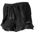Juniors' Unionbay Ruffle Soft Shorts, Teens, Size: Large, Black