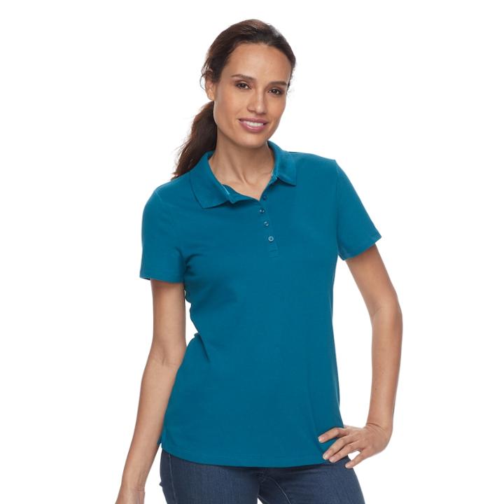 Petite Croft & Barrow&reg; Classic Solid Polo, Women's, Size: Xs Petite, Dark Blue