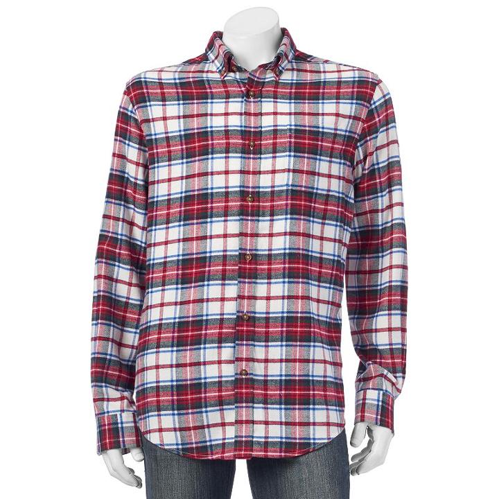 Men's Croft & Barrow&reg; Slim-fit Plaid Flannel Button-down Shirt, Size: Large, White Oth
