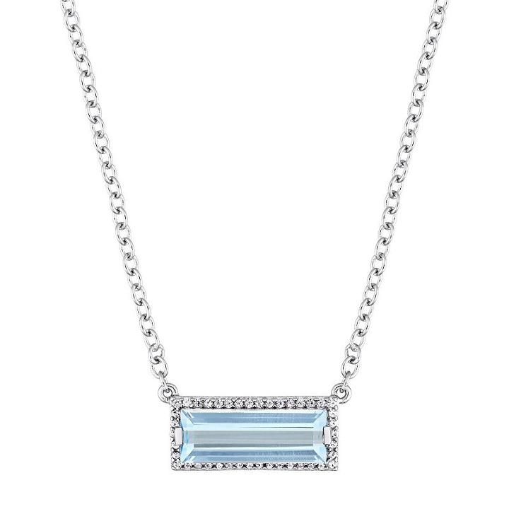 Sterling Silver Blue Topaz & White Sapphire Rectangle Pendant, Women's, Size: 17