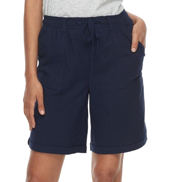 Women's Gloria Vanderbilt Jamy Sheeting Drawstring Shorts, Size: Small, Blue (navy)
