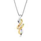 1/4 Carat T.w. Diamond 14k Gold Over Silver & Sterling Silver Swirl Pendant Necklace, Women's, Size: 18, White