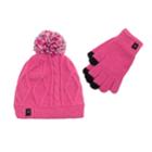 Girls 7-16 Cable-knit Hat & Tech Touch Gloves Set, Pink