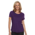 Women's Croft & Barrow&reg; Lace-front Tee, Size: Medium, Drk Purple