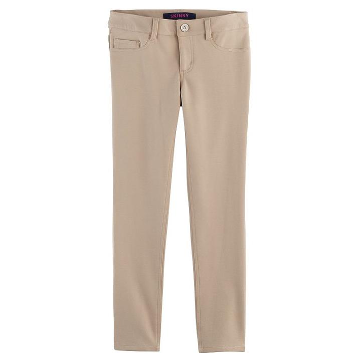 Girls 4-20 & Plus Size French Toast Knit Skinny Pants, Size: 6, Beig/green (beig/khaki)