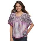 Women's World Unity Printed Popover Top, Size: Xxl, Pink