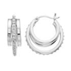Platinum Over Silver Diamond Mystique Triple Hoop Earrings, Women's, Grey