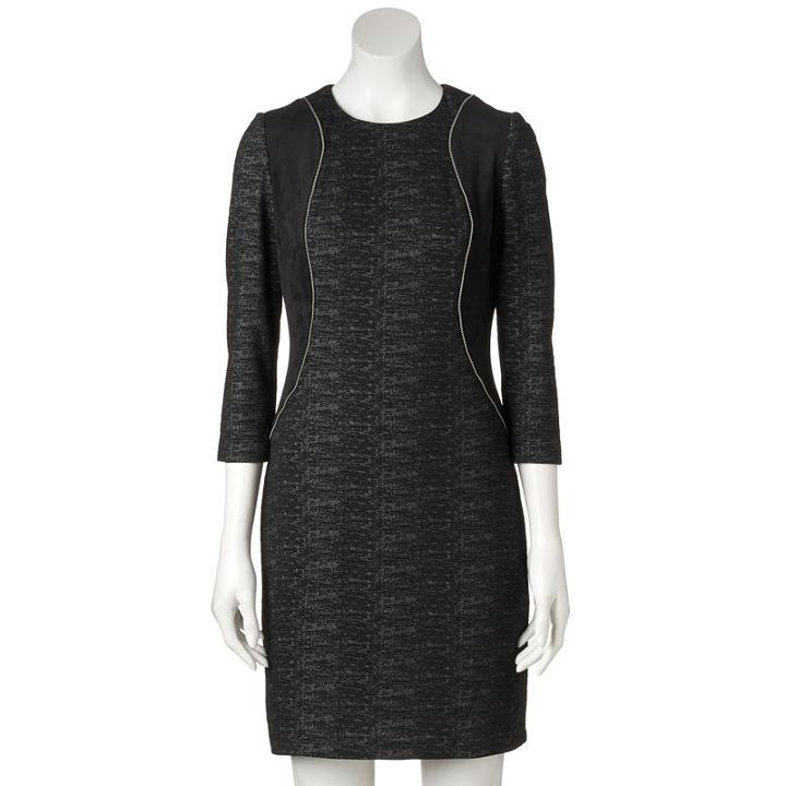 Women's M By Maia Zipper-detail Sheath Dress, Size: 10 Avg/reg, Black