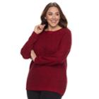 Plus Size Croft & Barrow&reg; Cable-knit Boatneck Sweater, Women's, Size: 3xl, Med Red