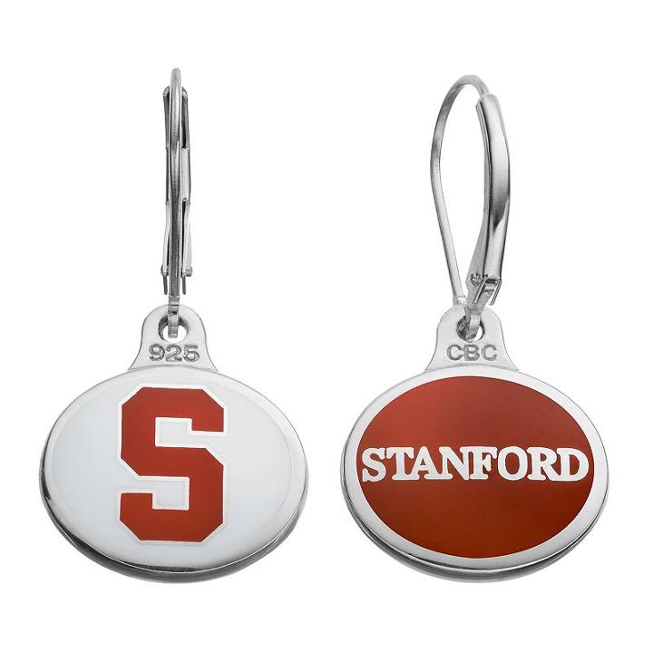 Fiora Stanford Cardinal Sterling Silver Team Logo Drop Earrings, Girl's, Multicolor