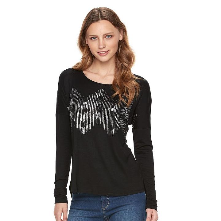Women's Apt. 9&reg; Abstract Graphic Tee, Size: Xs, Black