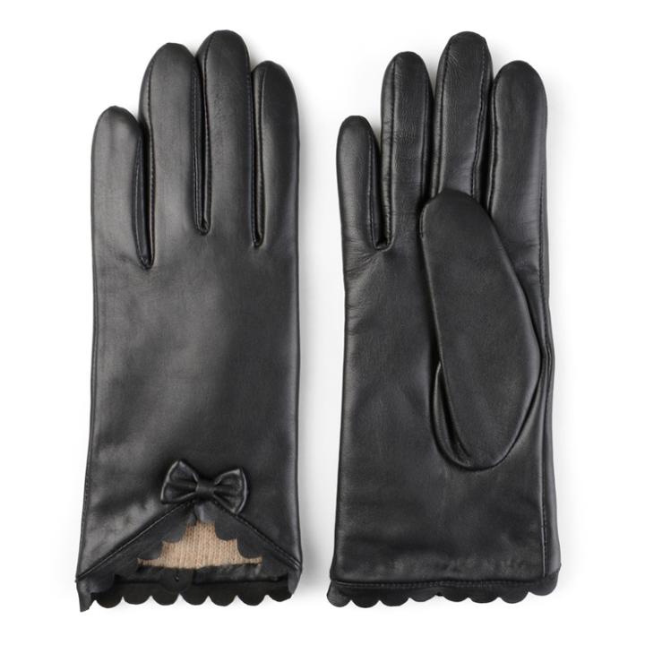 Women's Journee Collection Leather Wool Lined Gloves, Size: Xl, Black
