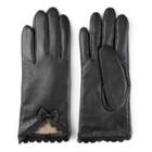 Women's Journee Collection Leather Wool Lined Gloves, Size: Xl, Black