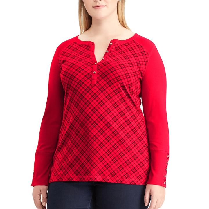 Plus Size Chaps Knit Top, Women's, Size: 3xl, Red