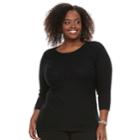 Plus Size Dana Buchman Diagonal Striped Sweater, Women's, Size: 2xl, Black
