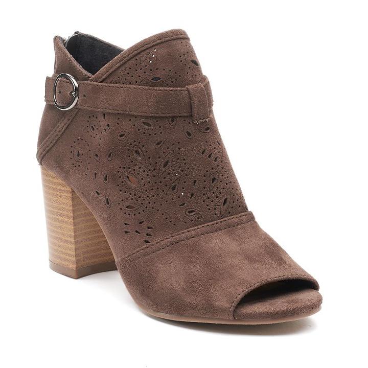 So&reg; Fam Women's Peep Toe Ankle Boots, Size: Medium (8), Green Oth