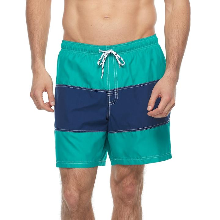 Big & Tall Croft & Barrow&reg; Colorblock Swim Trunks, Men's, Size: 3xl Tall, Turquoise/blue (turq/aqua)