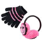 Girls 4-16 Space-dye Emoji Earmuffs & Gloves Set, Dark Pink