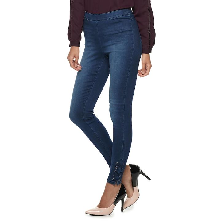 Women's Jennifer Lopez Lace-up Midrise Jeggings, Size: 18, Blue