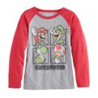 Boys 4-10 Jumping Beans&reg; Super Mario Bros Mario, Luigi, Yoshi & Toad Raglan Graphic Tee, Size: 7, Med Grey