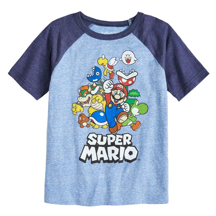 Boys 4-10 Jumping Beans&reg; Nintendo Super Mario Bros. Rad Raglan Graphic Tee, Size: 7, Blue (navy)