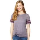 Juniors' Wallflower Twisted Varsity Striped Tee, Teens, Size: Xl, Lt Beige