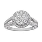 1 Carat T.w. Diamond 10k White Gold Halo Ring, Women's, Size: 7