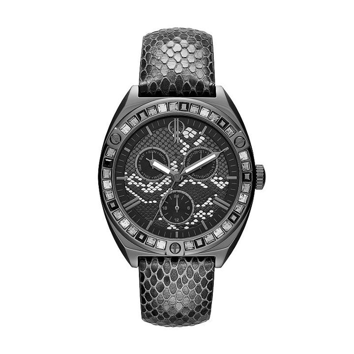 Jennifer Lopez Women's Crystal Leather Watch, Grey