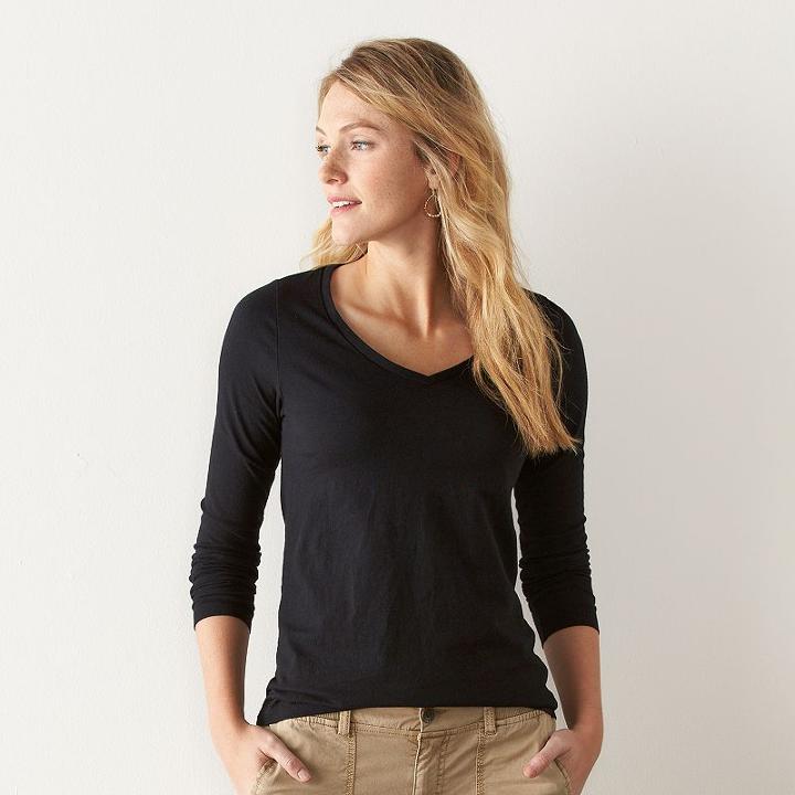 Women's Sonoma Goods For Life™ Essential V-neck Tee, Size: Medium, Black