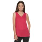Women's Apt. 9&reg; V-neck Georgette Tank, Size: Large, Dark Pink