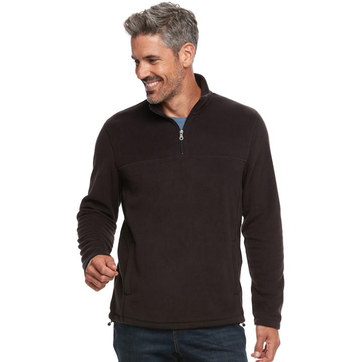 Men's Croft & Barrow&reg; Arctic Fleece Quarter-zip Pullover, Size: Large, Black